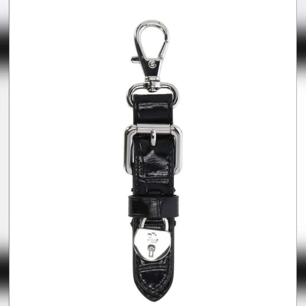 Ralph Lauren Black Leather‎ Key Holder with Silver Accents